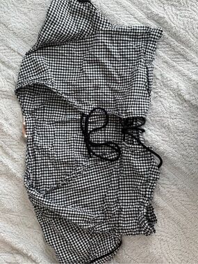 GLG Black and White Gingham Blouse with Tie Detail